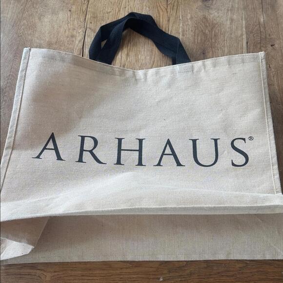 Arhaus Beige Tote Bag with Black Handles - Picture 2 of 7